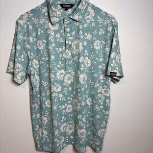 Clique Golf Blue Floral Men's Polo Shirt Medium